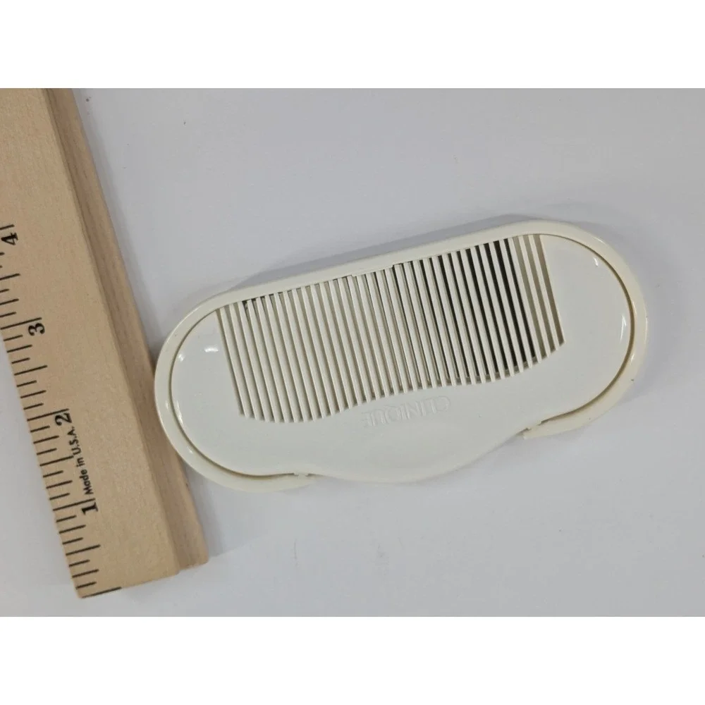 😍Vintage Clinique Comb & Mirror Set Snap Together White 1980s Matching Box Set